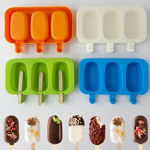 Moule à glaçons ovales en silicone de qualité alimentaire avec bâtonnets en bois, outils de fabrication, congélation rapide, facile à démouler - Product Image 6