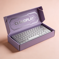 Boîte d'expédition GoTop avec vernis UV sélectif et gaufrage pour clavier mécanique, en carton avec pelliculage mat, insert en mousse personnalisé et fermeture magnétique
