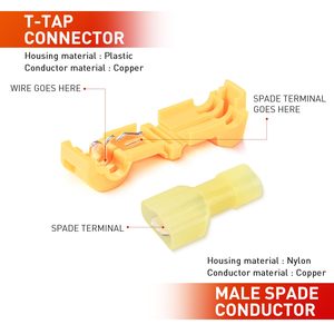 T-Tap Self-stripping with Nylon Fully Insulated Male Quick Disconnects Kit 50004R 60 Pairs Quick Splice Wire Terminals - Product Image 3