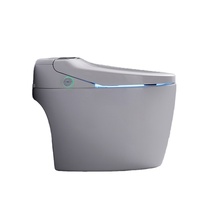 Cuvette de toilette WC bidet allongée en céramique intelligente à chasse automatique par capteur, à évacuation en S, fonctionnement automatique, télécommande incluse