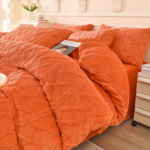 Ensemble de literie chaud en <span class=keywords><strong>taffetas</strong></span> et velours de lait, couleur orange unie, nouveau modèle 2025 - Product Image 6