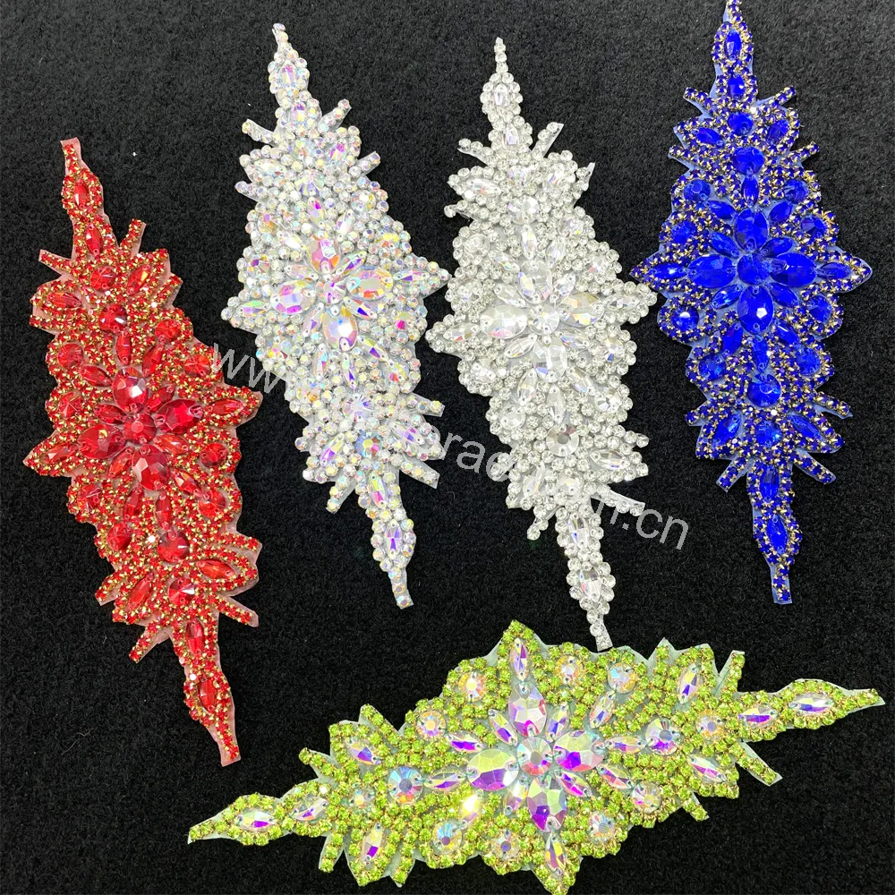 PE001 Hot Selling Luxus Eisen auf Diamant Strass Applique Kristall Patch für Hochzeits kleid