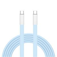 Câble de charge ultra-rapide en silicone plat ultra-fin 240W 6A, double embout USB-A Type-C, cordon en L pour smartphones iPhone et Android