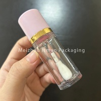 ISMAN Tubes de brillant à lèvres ronds et volumineux de 10 ml et 12 ml, transparents, vides, avec applicateur à grande brosse, coloris noir, blanc, rose, personnalisables avec logo