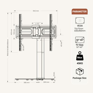 Soporte <span class=keywords><strong>de</strong></span> TV <span class=keywords><strong>de</strong></span> Escritorio Ajustable en Altura <span class=keywords><strong>de</strong></span> Nuevo Estilo, Vidrio Templado y Acero, Inclinación <span class=keywords><strong>de</strong></span> <span class=keywords><strong>25</strong></span>°, Compatible con Pantallas <span class=keywords><strong>de</strong></span> 32 a 65 <span class=keywords><strong>Pulgadas</strong></span>, VESA Máximo 600x400, Certificado CE - Product Image 6