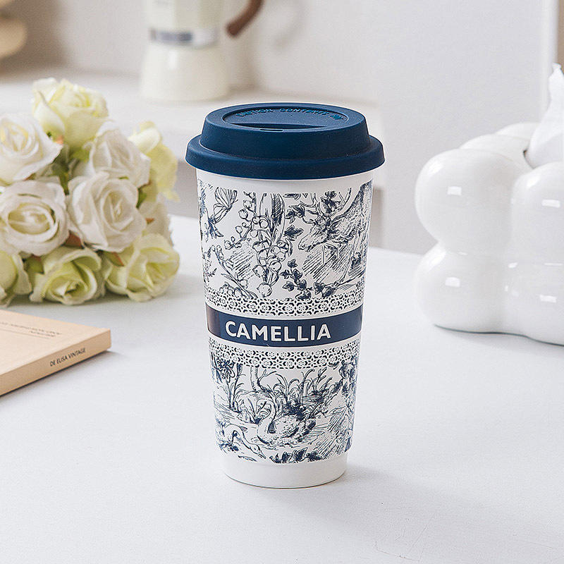 Chinese-style portable mug - blue