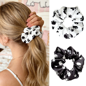 Scrunchies à motif de patte de <span class=keywords><strong>chien</strong></span> mignonnes pour femmes et filles, élastiques à cheveux pour queue de cheval, accessoires capillaires pour fêtes sur le thème des animaux avec motif personnalisé - Product Image 2