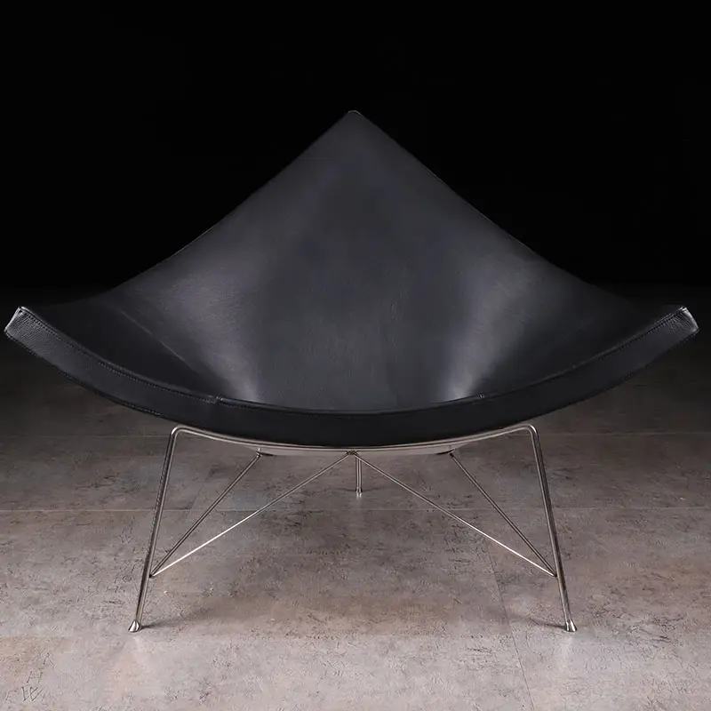 Chaise de noix de coco à la mode et confortable Design triangle en fibre de verre siège de salon en cuir chaise de canapé décontractée