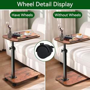 Bandeja de sofá de <span class=keywords><strong>madera</strong></span>, <span class=keywords><strong>mesa</strong></span> de bandeja de sofá de <span class=keywords><strong>TV</strong></span> giratoria de 360 ° <span class=keywords><strong>con</strong></span> <span class=keywords><strong>ruedas</strong></span>, bandeja de sofá de altura ajustable <span class=keywords><strong>para</strong></span> el hogar <span class=keywords><strong>mesa</strong></span> auxiliar de servicio - Product Image 4