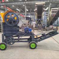 Concasseur à mâchoires portable mini avec moteur et roulement, capacité de 15t/h pour le concassage de gravier, de pierres, de déchets de construction et de minerai