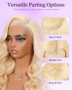 Pelucas de Cabello Humano con Frente de Encaje 613, Densidad 250, Peluca de Encaje HD, Peluca Rubia 613, 100% Cabello Humano Pre-Depilado, Sin Enredos, Sin Caída - Product Image 5