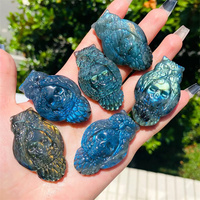 Figurines d'animaux en cristal de labradorite bleue naturelle polie, grenouille porte-bonheur, pendentif en labradorite, collier cadeau