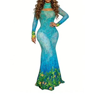 Vestidos de Moda Otoñal con Estampado Único y Cordones, Estilo Cola de Pez, para Mujer - Product Image 4