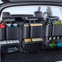Organisateur de coffre de voiture en cuir, boîte de rangement pliable multifonctionnelle, organisateur universel pour voiture, sac suspendu pour SUV et berline