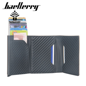 Baellerry Card Holder PU Leather Embossed <b>RFID</b> <b>Blocking</b> Multi Card <b>Wallet</b> Men's Slim Credit Card Case Black - Product Image 2