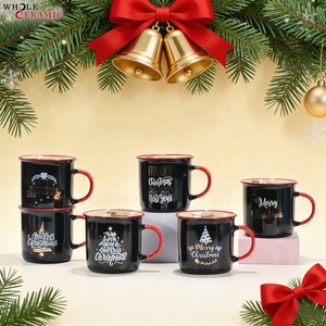 Vente en gros <span class=keywords><strong>de</strong></span> tasses à café et à thé en céramique émaillée classique personnalisées, collection <span class=keywords><strong>de</strong></span> Noël, série <span class=keywords><strong>de</strong></span> design avec logo doré et flocon <span class=keywords><strong>de</strong></span> neige - Product Image 3