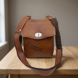 BS INTERNATIONAL Sac à main pliable en cuir de veau véritable 100% naturel, fermeture éclair durable, imperméable, avec deux poignées - Product Image 4