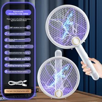 Nouvelle raquette électrique anti-moustiques pliable et rechargeable, non toxique, avec lumière LED, pour la maison, tue-mouches et moustiques