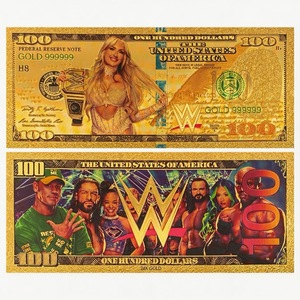 En gros Billets de banque en feuille d'or et Pièces commémoratives plaquées or 24 carats d'athlètes américains de la WWE, Collection de cadeaux - Product Image 3