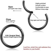 F136 titane Septum Segment articulé Clicker nez anneau 6mm 8mm 7mm anodisé coloré cerceau Piercing bijoux pour femmes