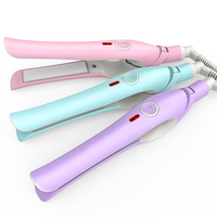 Mini lisseur et fer à boucler 2-en-1 avec revêtement céramique, fer à lisser de voyage pour franges et boucles vers l'intérieur, coiffage portable