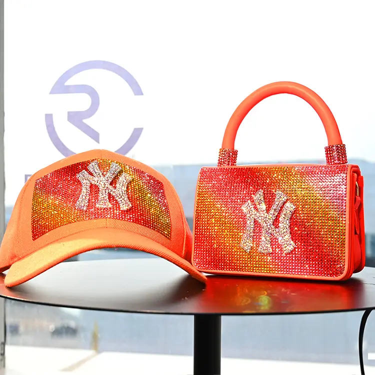 ladies bag 2021 new full diamond fashion canvas hats and purses handbags set