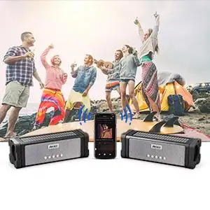 Speaker Bluetooth Portabel Tenaga Surya, Pengeras Suara 20W Bluetooth Portabel Multifungsi, Pengeras Suara Stereo Bass HiFi dengan Kartu TF/Pencahayaan/Aux