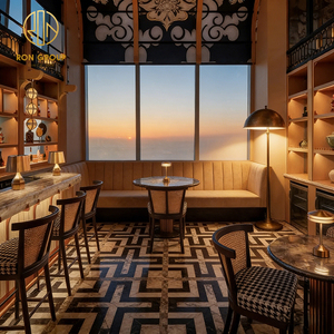 Tavolo Rotondo in Marmo con Cornice in Legno Personalizzata Stile Mid-Century Modern, Sedia in Rattan, Divano Imbottito, Arredamento per Caffetterie, Bar e Ristoranti - Product Image 6