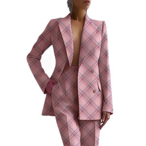 Completo da <span class=keywords><strong>Donna</strong></span> alla Moda: Giacca Doppiopetto a Maniche Lunghe <span class=keywords><strong>e</strong></span> Pantaloni, Stile Casual Professionale - Product Image 4