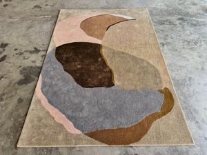 Alfombra Abstracta de Fibra Natural de Pelo Largo, Anudada a Mano y Teñida a Mano, Estilo Abrash, para Sala de Estar - Product Image 2