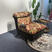 Fauteuil inclinable de loisirs à dossier haut de style nordique, fauteuil de salon réglable en tissu rayé, canapé individuel relaxant pour salon et balcon