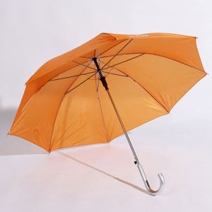 Paraguas de Mano Personalizados al por Mayor con Logotipo, Color Naranja, Apertura Automática, Mango con Gancho Plateado, para Eventos, Regalos, Escuelas, Venta al por Menor, Temporada de Lluvia - Product Image 1