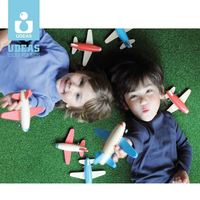 UDEAS Jouets Montessori Avion à tirer vers l'arrière Voiture Petit dessin animé en bois Forme d'avion Jouet pour bébé