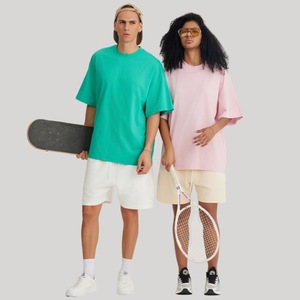 T-shirt unisexe de haute qualité, 220 grammes, CVC 70% coton 30% polyester, respirant, coupe ample, homme femme, logo personnalisé, t-shirt uni - Product Image 2