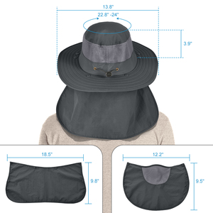 남성과 여성을 위한 UPF 50 + 와이드 챙 낚시 모자 자외선 차단 원예 및 야외 여행을 위한 얼굴 목 플랩이 있는 나일론 캡 - Product Image 6