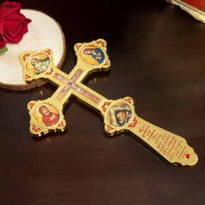 Cruz Ortodoxa con Crucifijo, Icono Religioso en Esmalte Colorido, Cruz Decorativa para <span class=keywords><strong>Altar</strong></span> y Cruz de Mano para la Oración del Obispo - Product Image 6