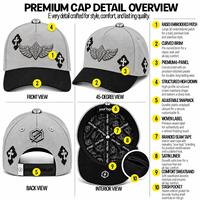 Topi Baseball Snapback Unisex dengan Pinggiran Melengkung, Lapisan Satin Custom, Bordir Manik-Manik Warna Hitam Solid, Emblem Bintang, dan Penutup Kancing yang Dapat Disesuaikan