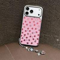 Nuova Cover per iPhone 17 16 15 14 Pro Max con Ciondoli a Forma di Fragola Sfumata Arcobaleno, Avocado Bling, Laser IMD e Catena Dorata