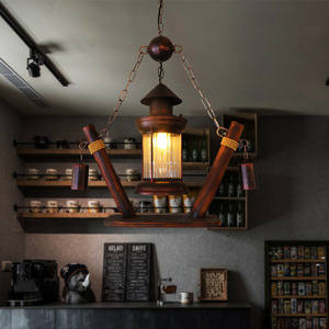 Lámpara Colgante Industrial de Diseño Antiguo, Lámpara de Queroseno para Dormitorio, Restaurante, Cafetería, Portalámparas de Madera, Iluminación Colgante Vintage, Araña - Product Image 3