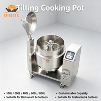 Marmite de cuisson commerciale inclinable à gaz avec agitateur, en acier inoxydable 304, pour la préparation de sauces, confitures et pâtes