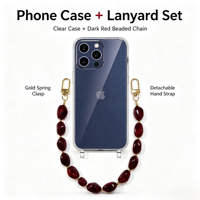 Combo 2-en-1 : Étui transparent avec cordon et breloque de téléphone compatible avec iPhone 16 17 18 Pro Max et Samsung S22 S23 S24 S25 S26 Ultra
