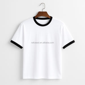 DTF Wholesale Custom Logo Short Sleeve White <strong>Ringer</strong> <strong>T</strong> <strong>Shirt</strong> for <strong>Men</strong> - Product Image 1