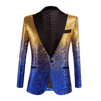 Veste à paillettes brillantes de couleur dégradée bicolore pour hommes, blazer de costume, manteau, fête de mariage