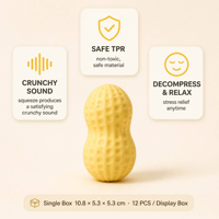 Jouet anti-stress en forme d'arachide, jouet à presser en TPR, jouet sensoriel avec son craquant, jouet de décompression pour enfants et adultes