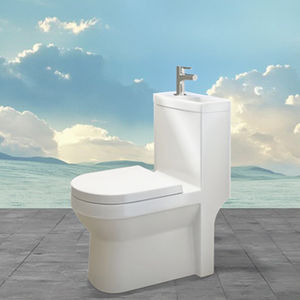 Combinación de Inodoro y <span class=keywords><strong>Lavabo</strong></span>, <span class=keywords><strong>Cisterna</strong></span> de Doble Descarga, Inodoro de Cerámica de Una Pieza, Sifón en P, Artículos Sanitarios para Villas - Product Image 2