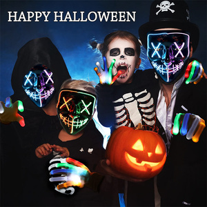 EL Wire Horror Bloody Face Masks Glowing Prop Neon Party Street Dance Rave Máscara <span class=keywords><strong>de</strong></span> Halloween Guantes Mascarada para niños y adultos - Product Image 3