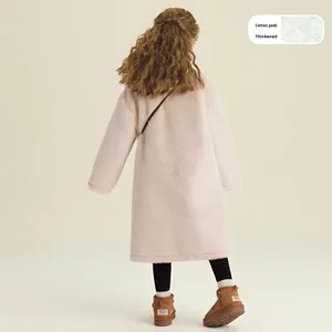 <span class=keywords><strong>Cappotto</strong></span> Lungo in Ecopelliccia con Motivo a Quadri Stile Britannico per Ragazze, Chiusura a Bottoni, Imbottito e Caldo per l'Inverno - Product Image 3