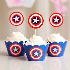 Articles de fête à thème, <span class=keywords><strong>d</strong></span>écorations de fête <span class=keywords><strong>d</strong></span>'<span class=keywords><strong>anniversaire</strong></span> pour garçons, super-héros, jouets <span class=keywords><strong>Avengers</strong></span>, <span class=keywords><strong>d</strong></span>écorations de cupcakes Captain America N0378 - Product Image 2