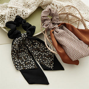 批发发蝴蝶结定制发条双层发条女用缎面面料碎花发条发条 - Product Image 5