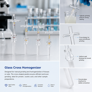 เครื่องผสมแบบโปร่งใส Degao Transparent Glass Ten Broeck Homogenizer พร้อมตัวเลือกปริมาตรหลายระดับ กระบวนการบดที่มองเห็นได้ สำหรับการทดลองทางชีววิทยา - Product Image 2